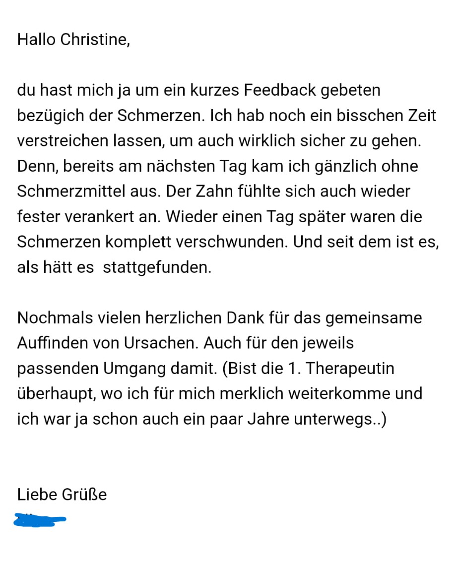 Kundenfeedback zur Sitzung Fremdenergien Loswerden von Nico